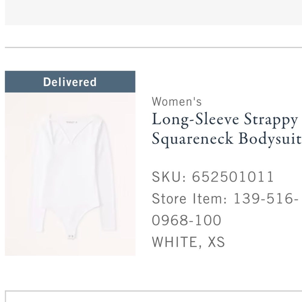 NWT Abercrombie Strappy Square Neck Long Sleeve Bodysuit